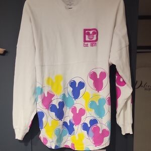 Disney White and Colorful Mickey Balloon Long Sleeve Tee